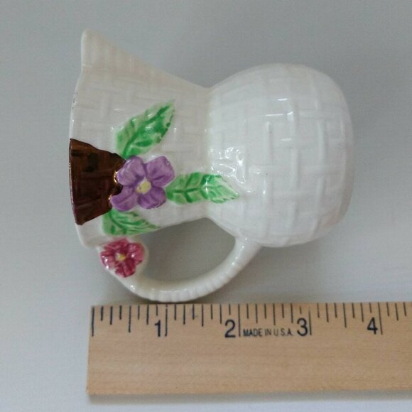 Vintage Wade Ceramic Creamer Mini Pitcher Flower Basket Weave England - Picture 9 of 11
